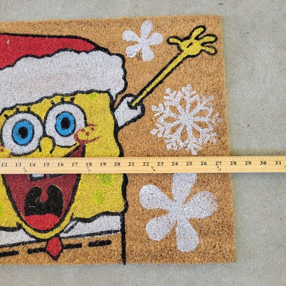 SpongeBob SquarePants Christmas Coir Door Mat 18”x28” Doormat Santa Hat Snowflak - Picture 7 of 9